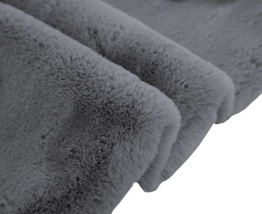 Luxe Home International Ruffle Bath Mat Rabbit Fur 1000 GSM Bathroom Door Rectangular Foot Mats Rug 60X90 Cm Colour Grey