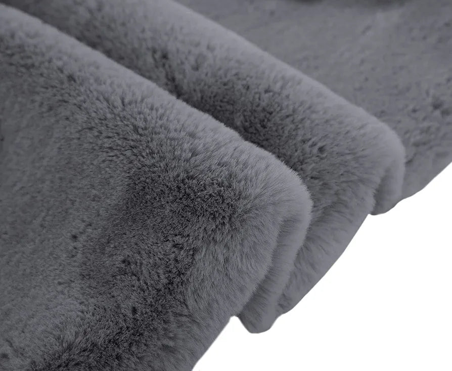 Luxe Home International Ruffle Floor Rug Rabbit Fur 1000 GSM Living Room Foot Mats 4 X 6 FtColour Grey