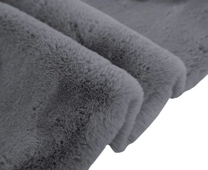 Luxe Home International Ruffle Floor Rug Rabbit Fur 1000 GSM Living Room Foot Mats 4 X 6 FtColour Grey