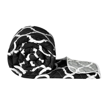 Divine Casa 120 GSM Microfiber Reversible Lightweight Double Bed Size Printed Comforter Colour Black and Grey