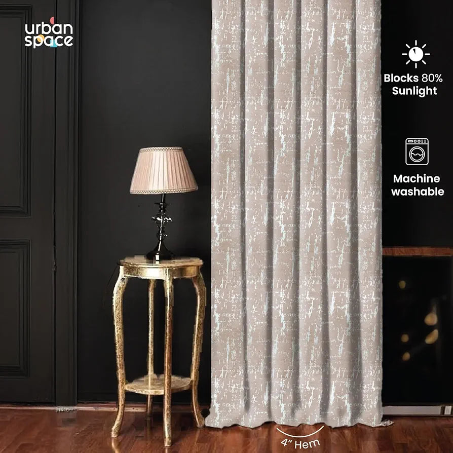 Urban Space Premium Jacquard Window Curtains Light Blocking Curtains for Living Room Pack of 2 Blackout Curtains Dusk Soft Brown