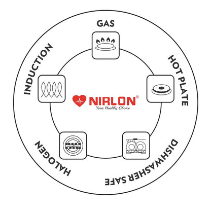 Nirlon Deluxe Stainless Steel Tope | Induction Friendly | Impact Bonded Tri-ply Bottom With Steel Lid 18cm
