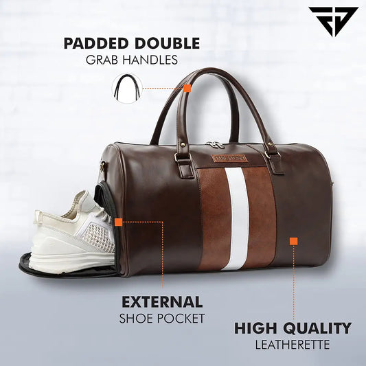 Fur Jaden Weekender Travel Duffle Bag with Separate Shoe/Laundry Compartment for Men & Women Made of Vegan Leather