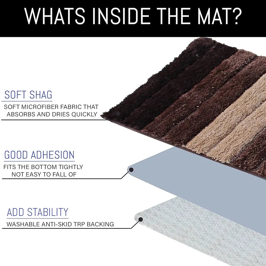 Luxe Home International Microfiber Luxe Home Bath Mat Super Soft Anti Skid Luxury Mats 40X60 Cm Colour Walnut