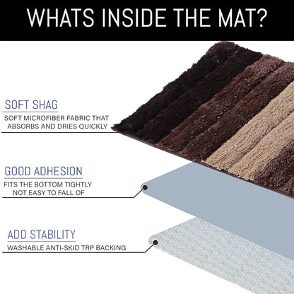 Luxe Home International Microfiber Rectangular Bath mat Soft Anti Slip Skid Luxury Mats 40X60 Cm Colour Walnut  (Pack of 2)
