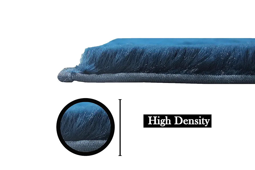 Luxe Home International Ruffle Bath Mat Rabbit Fur 1000 GSM Bathroom Door Rectangular Foot Mats 45X75 Cm Colour Teal