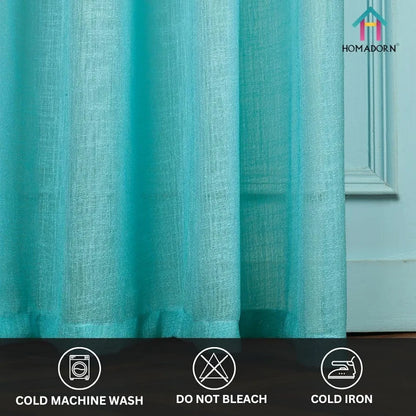 Homadorn Ombre Printed Linen Textured Sheer Curtains Yellow + Sky
