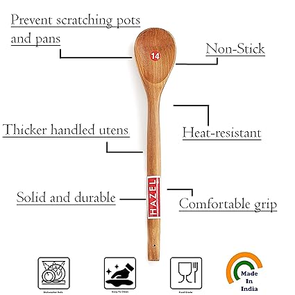 Hazel Wooden Oval Spatula Large Size Wooden Scoup Non Stick One Piece Cooking Serving Spoon