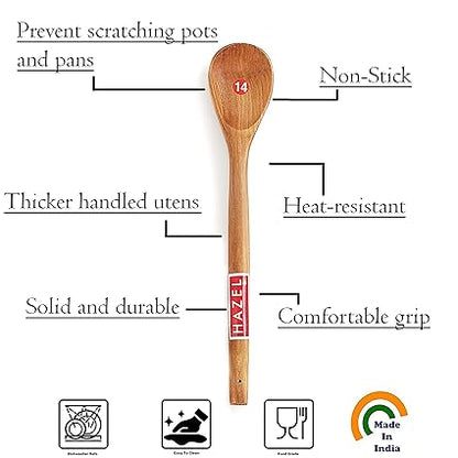 Hazel Wooden Oval Spatula Large Size Wooden Scoup Non Stick One Piece Cooking Serving Spoon