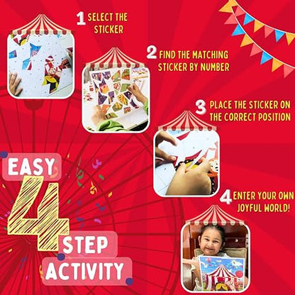 PepPlay Circus Carnival Sticker Puzzle No Mess Sticker Art for Kids Craft Kits DIY Activity