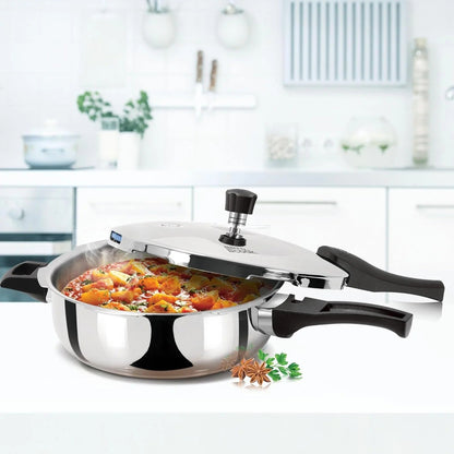 Milton ProCook Triply Stainless Steel Pressure Pan 4.5L Outer Lid Induction