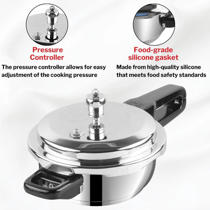 Vinod Stainless Steel Deep Pan Pressure Cooker Jumbo with Lid Induction Friendly