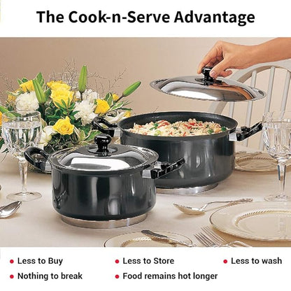 Hawkins Futura 2.25 Litre Cook n Serve Stewpot Hard Anodised Sauce Pan with Stainless Steel Lid