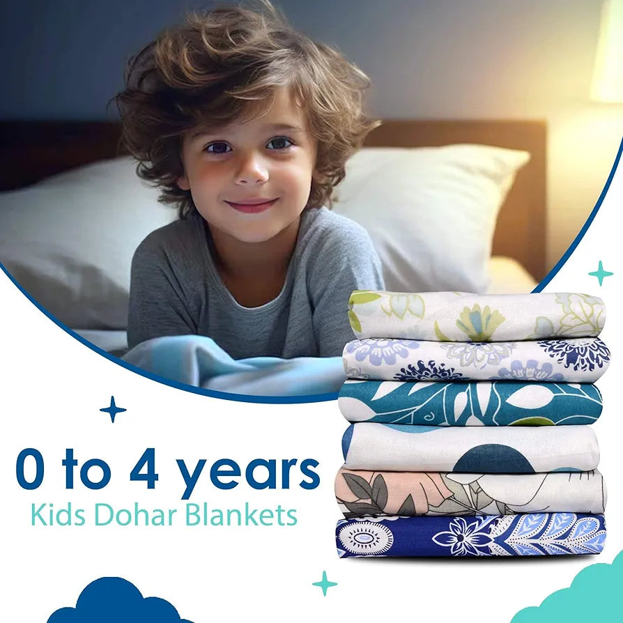Divine Casa 120 GSM Microfiber Single Kids Dohar Soft & Lightweight Throw Blanket Chevron Pattern Colour Aqua Chevron