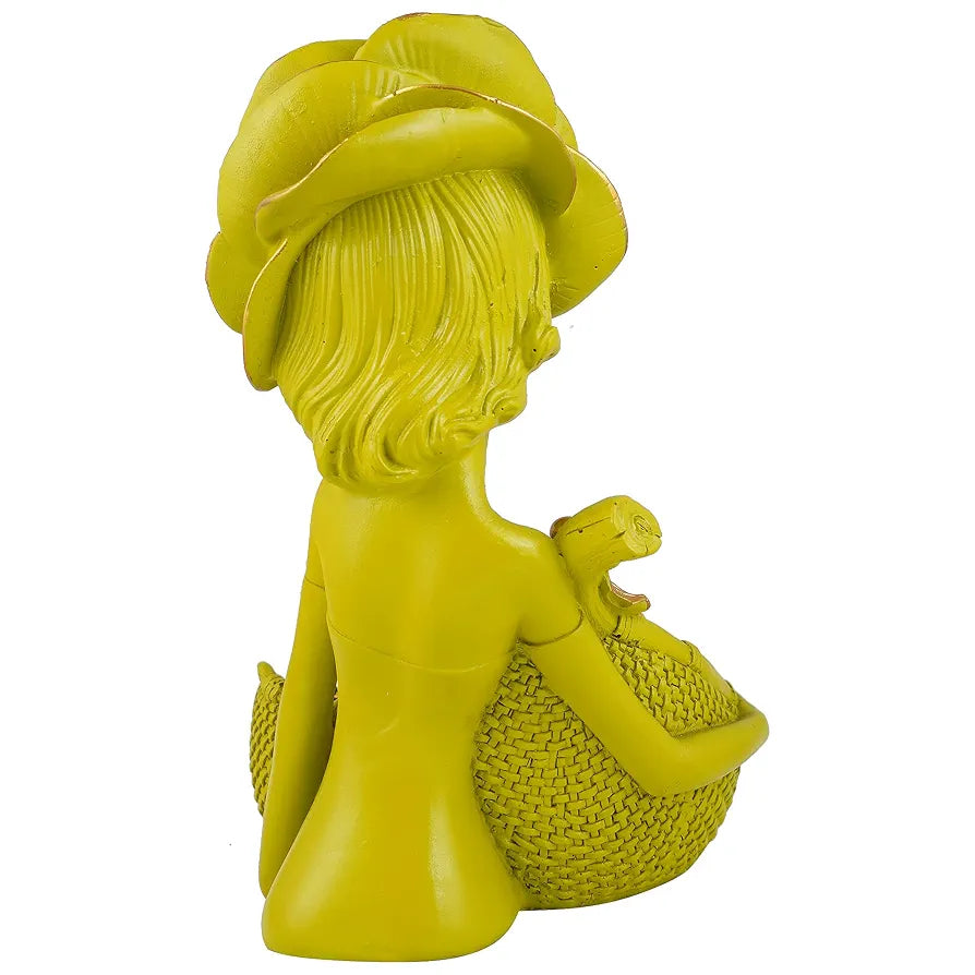 Zart Lady with Basket Showpiece for Home Decor Showpiece & Office Decor Showpiece
