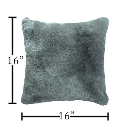 Luxe Home Cushion Cover One Side Rabbit Fur Plain Design Covers Set of 2 Colour Seige