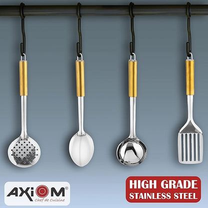 Axiom Kitchen Tools Stainless Steel with Golden Handle Heavy Gauge Non-Stick 4 Piece Set