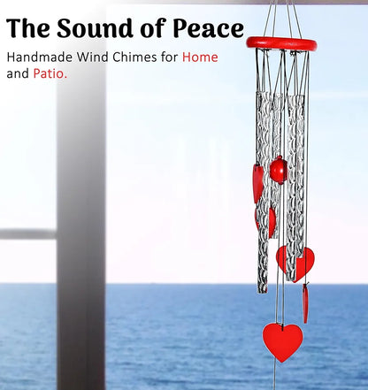 Heart Shape Wind Chime with Silver Pipes Wind Chime -017