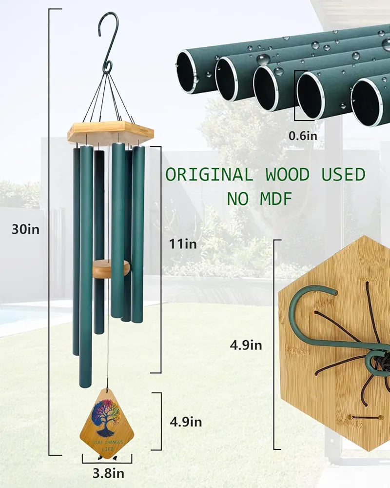 Paradigm Pictures 30.5 inch Big Wind Chimes Big Army Green Pipe Wood