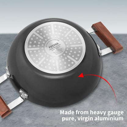 Hawkins Futura 2 litre Deep Kadhai, Induction Deep Fry Pan Hard Anodised Kadai with Glass Lid