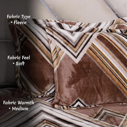 Cloth Fusion Warm Winter Bedsheet for Double Bed King Size with 2 Pillow Covers Zig Brown