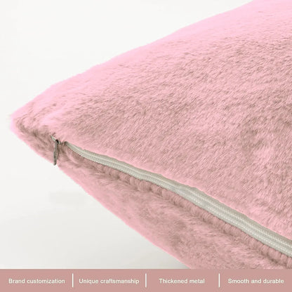 Luxe Home Cushion Cover Duble Side Rabbit Fur Plain Design Covers Set of 2 for Sofa Colour Peach
