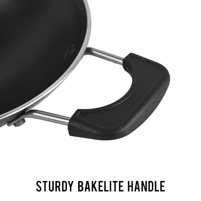 Butterfly Raga Deluxe Non-stick Aluminium Appachatty With Lid | 20 Cm | Black