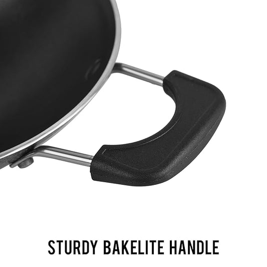 Butterfly Raga Deluxe Non-stick Aluminium Appachatty With Lid | 20 Cm | Black