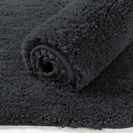 Luxe Home International Microfibre Luxe Rectangular Home Bath Mat Super Soft Anti Skid Newman Mats For Bathroom Colour Anthra