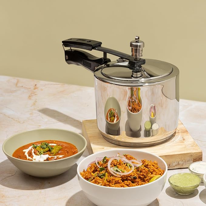Vinod Stainless Steel Inner Lid Pressure Cooker - 3.5 Litre | Sandwich Bottom Cooker | Induction and Gas Base
