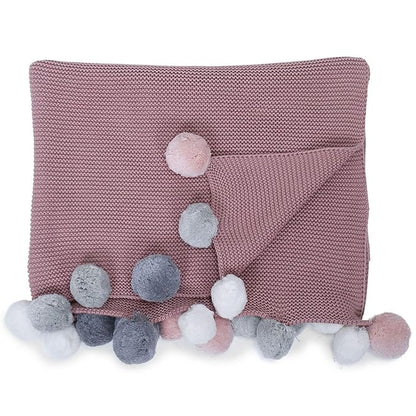 Haus & kinder Cotton Knitted Blanket for Baby All Season AC Blankets Colour Musk Rose