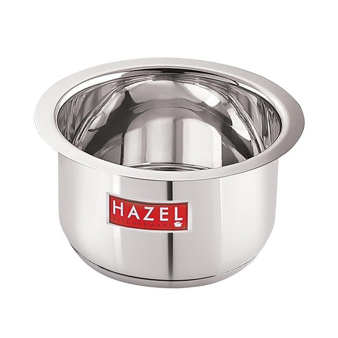 Hazel Induction Bottom Tope Stainless Steel 13.5 cm with 1100 ml Capacity Heavy Base Thick Flat Bottom