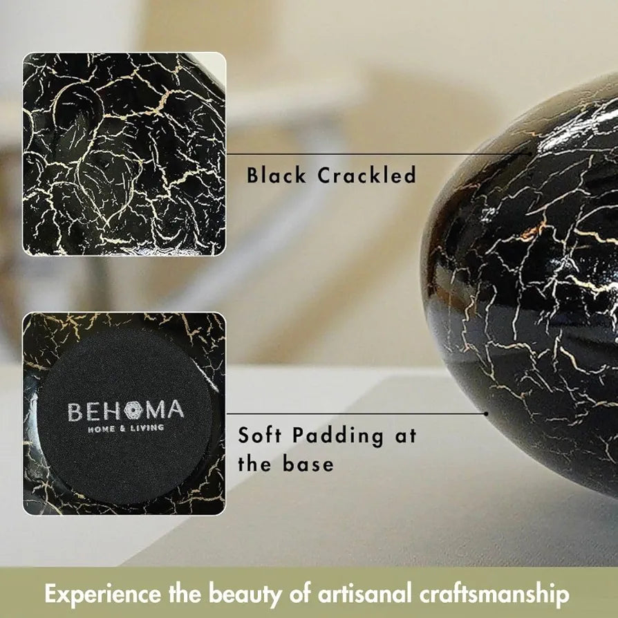 Behoma Metal Flower Vase Crackle Finish Wide Vase Flowers not Included