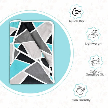 Divine Casa 120 TC 100% Cotton Toddler Baby Blanket Skin-Friendly Swaddle Dohar for 0-4 Years Colour Grey & Blue and Black
