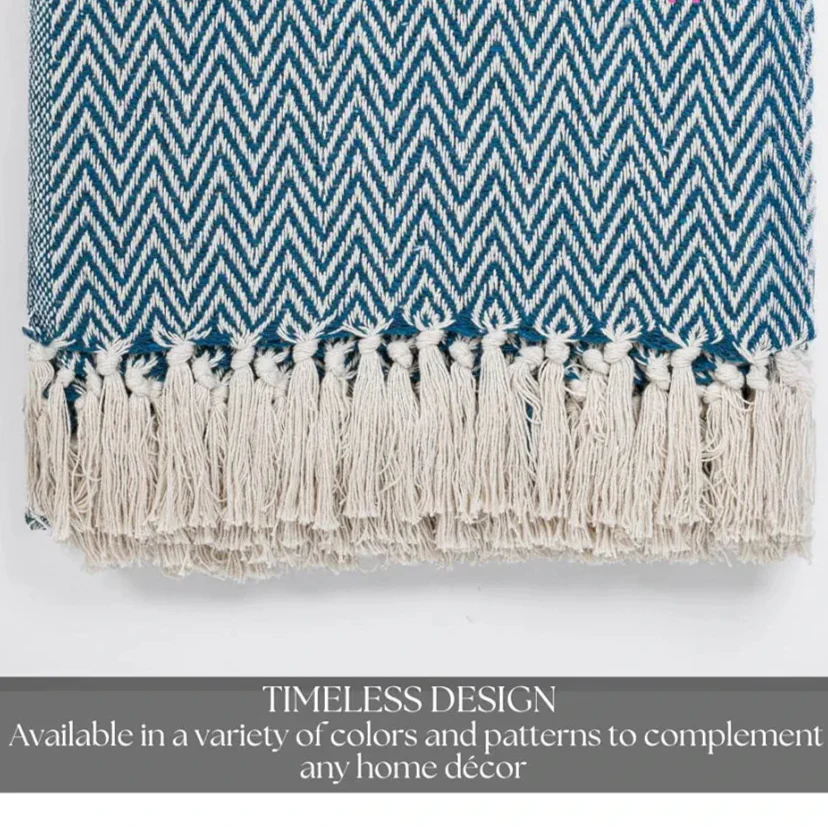 Homadorn All Season Cotton Weaved Throw Blanket Colour Teal
