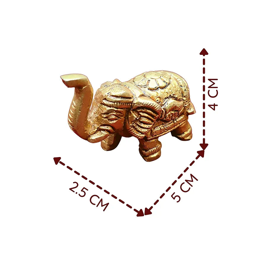 anciently Brass Elephant Pair Showpiece for Home Decor | Elephant Idols for Pooja Room, Brass, Height 4CM, Gold Colour, 2 Piece