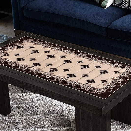 Kuber Industries Rectangular Floral Print Cotton Table Runner for Dining and Center Table Set of 2 Brown
