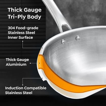 Prestige 20cm 1.0l Tri-ply Splendid Fry Pan With Stainless Steel Lid Gas and Induction