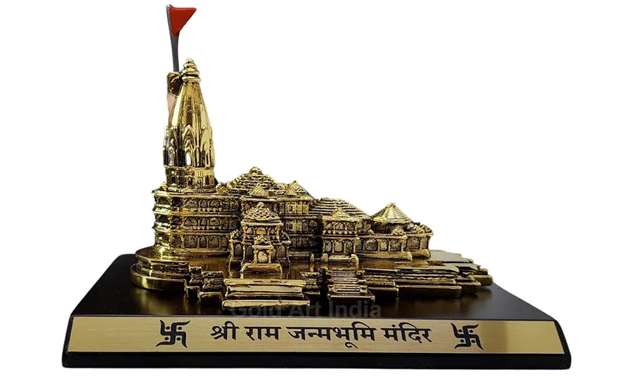 Gold Art India Ram Mandir Ayodhya Gold Plated Antique - Minature Big