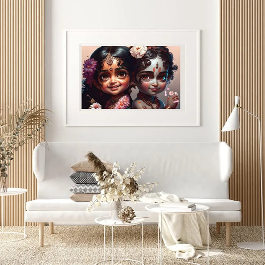 TULIP N TURTLE Krisha Radha Caricature Diy Acrylic Paint By Number Kit For Adults Kids Beginner Number Painting Kit Painting By Number. Wall Decoration Diy Painting Kit For Adults, Multicolor