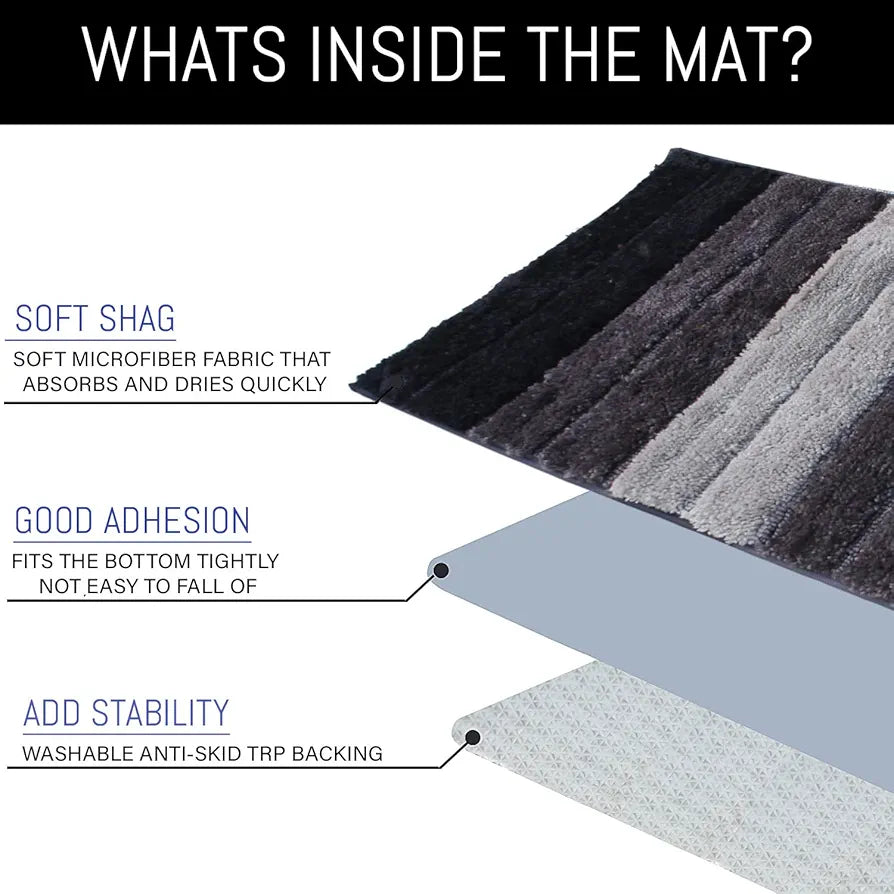 Luxe Home International Microfiber Bath Mat Soft Anti Slip Skid Luxury Mats 40X60 Cm  Colour Anthra