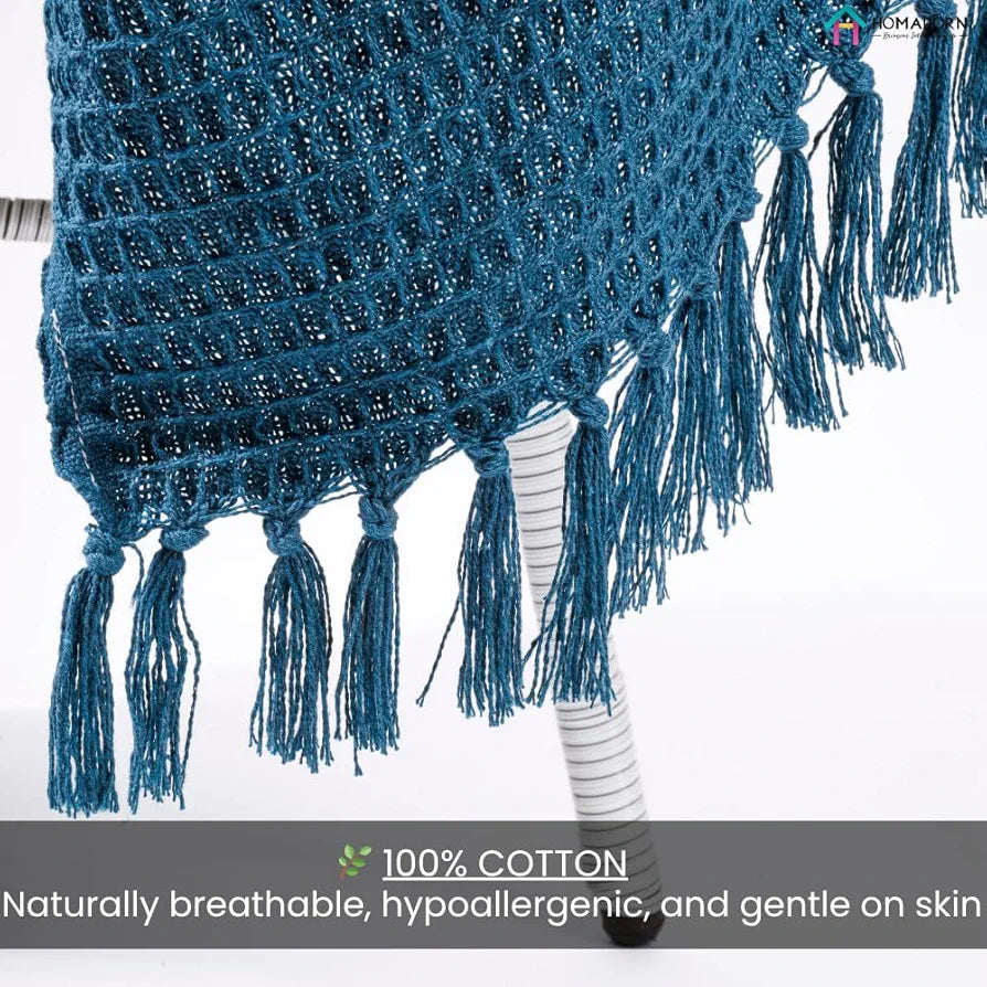 Homadorn Waffle Weave Cotton Throw Blanket Colour Teal Green