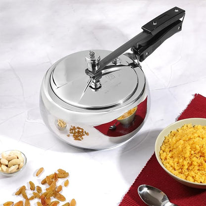 Vinod Europa Stainless Steel Inner Lid Pressure Cooker - 3.5 Litre | Handi Shape | Sandwich Bottom Cooker