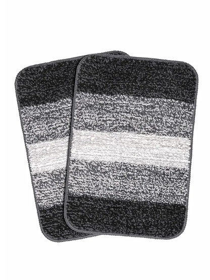 Status Contract Anti Slip Microfiber Mat for Bathroom Colour Black (Pack of 2)