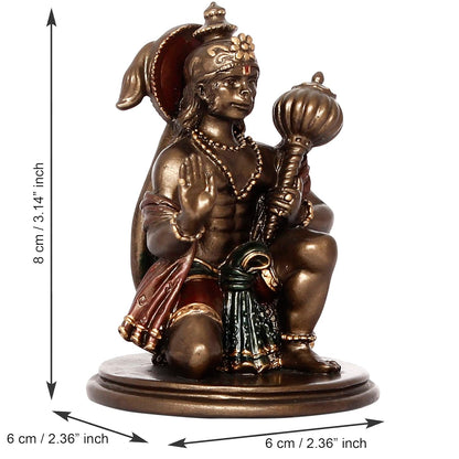 Ecraftindia Brown and Copper Resin Blessing Lord Hanuman Idol With Mace | Auspicious Religious God Idol