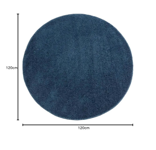 Saral Home Neon Shaggy Yarn Anti-Skid Round Mats Colour Blue