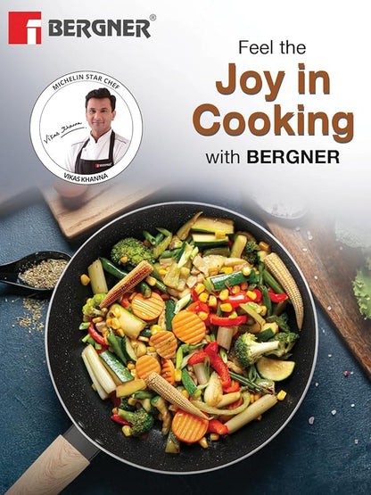 Bergner Earth Black Non-stick 24cm Wok | 3 Litres Wok