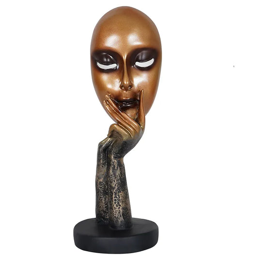 Zart Resin Human Lady Face Showpiece Medium Golden