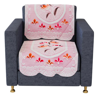 Kuber Industries 5-Seater Sofa Cover for Home Decor Printed Sofa Cover Set Pink