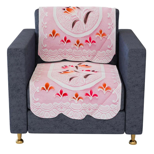 Kuber Industries 5-Seater Sofa Cover for Home Decor Printed Sofa Cover Set Pink